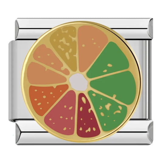 Citrus Fruit Slice Italian Silver Charm