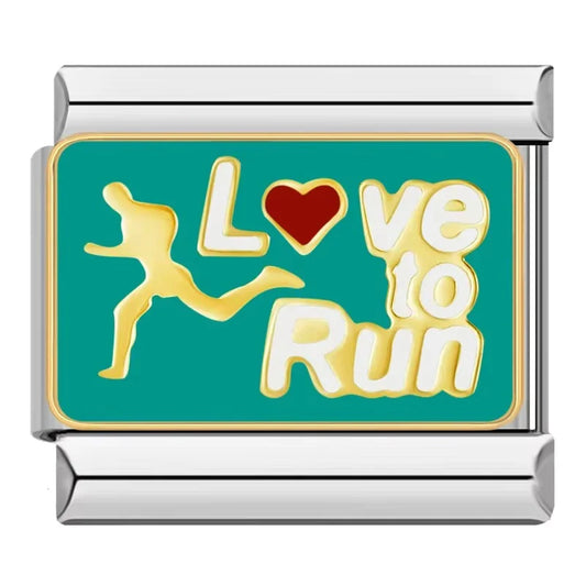 Love To Run Italian Silver Charm