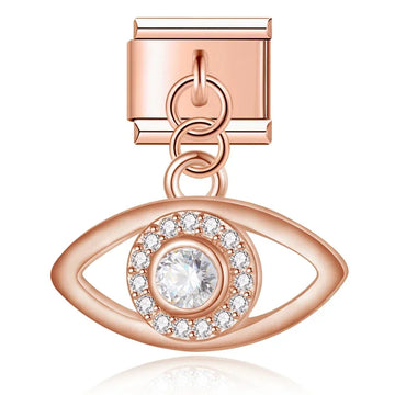 Crystal Eye Pendant Italian Dangle Rose Charm