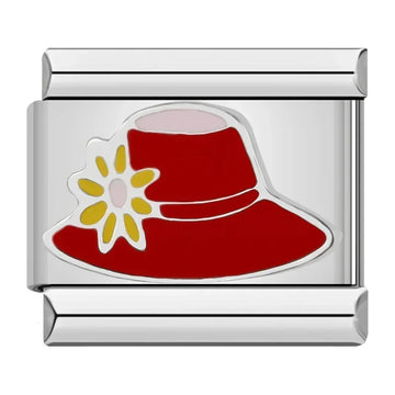 Sun Red Hat with Flower Italian Silver Charm