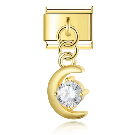 Mond Anhänger Italian Dangle Gold Charm