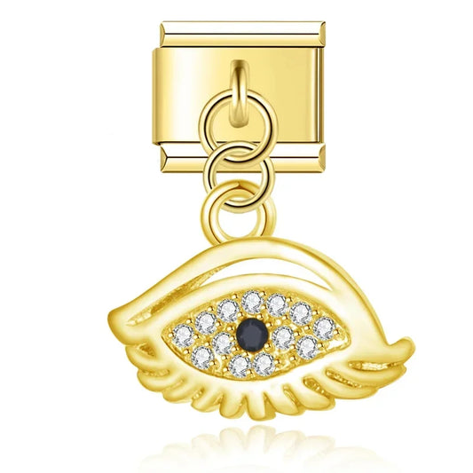 Evil Eye Lash Italian Dangle Gold Charm