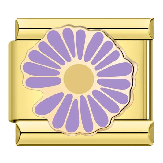 Purple Daisy Italian Gold Charm