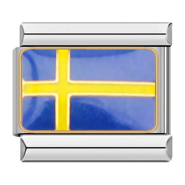 Sweden Country Flag Italian Silver Charm