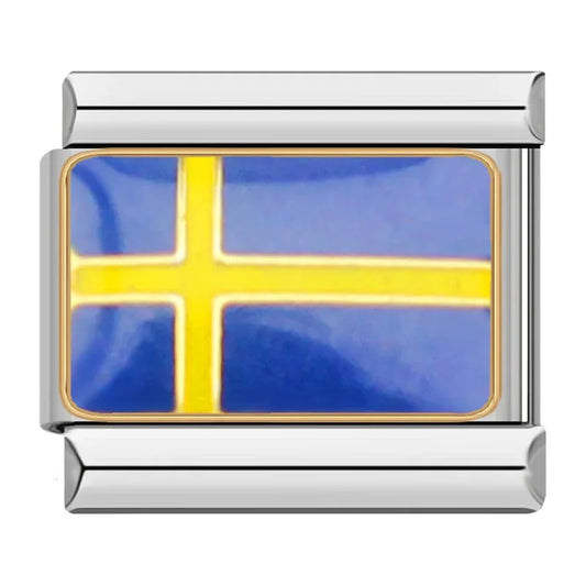 Sweden Country Flag Italian Silver Charm