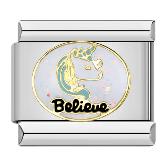 Unicorn Believe Italian Silver Charm
