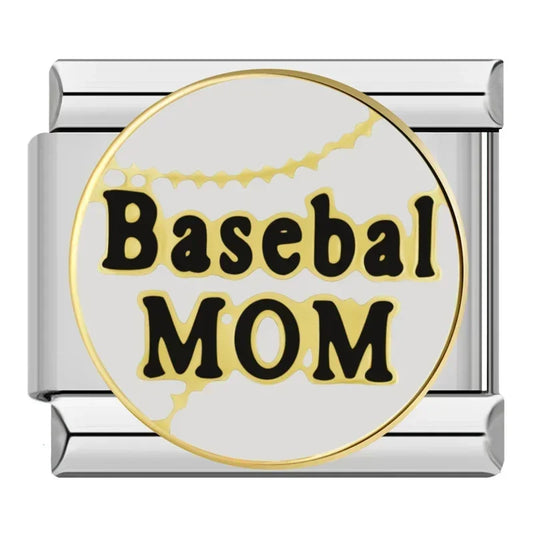 Basebal Mom Italian Silver Charm
