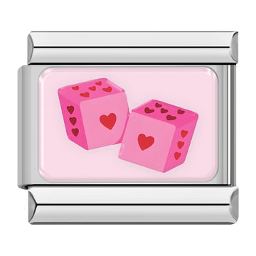 Pink Dice Italian Silver Charm