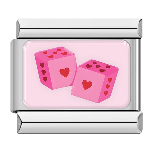 Pink Dice Italian Silver Charm