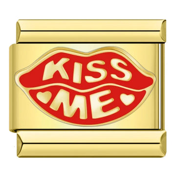 Kiss Me Lip Italian Gold Charm