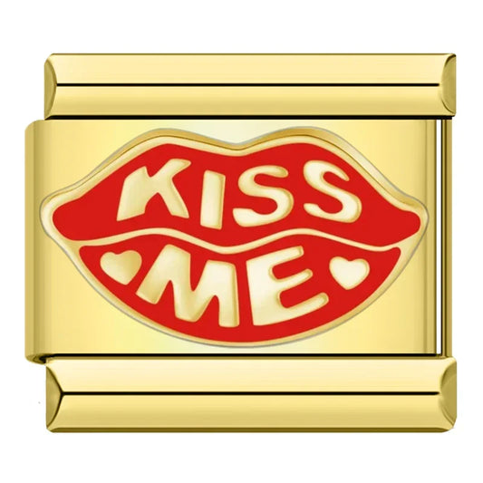 Kiss Me Lip Italian Gold Charm