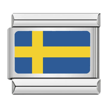 Sweden Country Flag Italian Silver Charm