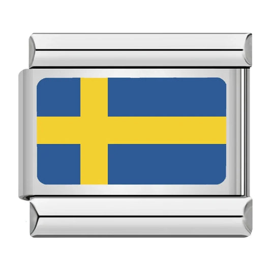 Sweden Country Flag Italian Silver Charm