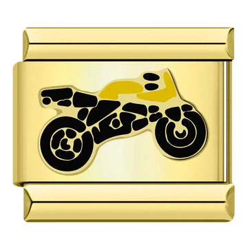 Yellow Motorcycle Italian Gold Charm