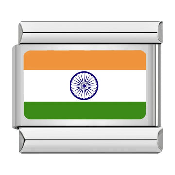 India Country Flag Italian Silver Charm