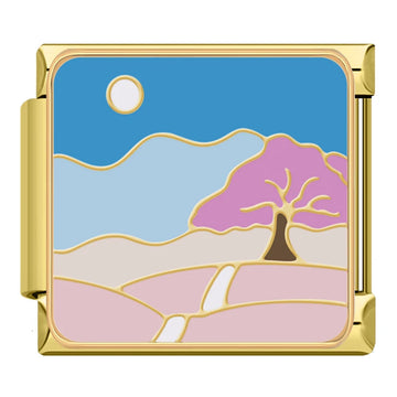 Sakura Sunset Italian Gold Charm
