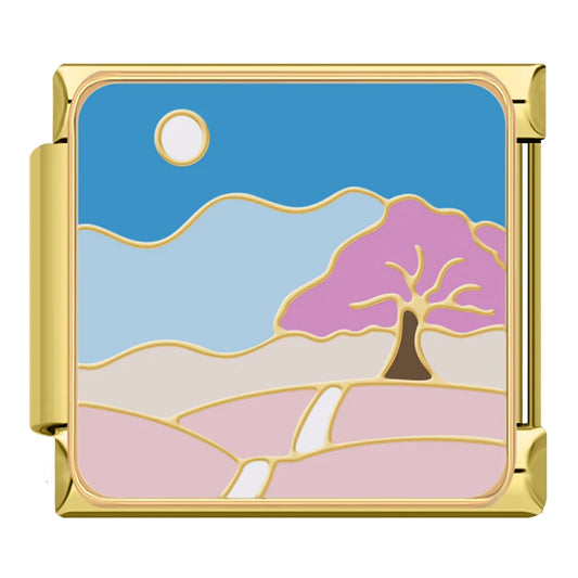 Sakura Sunset Italian Gold Charm