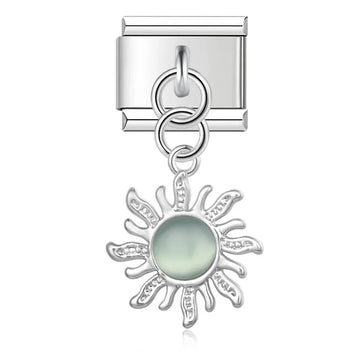 Green Sun Dangle Italian Dangle Silver Charm