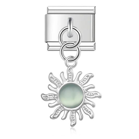 Green Sun Dangle Italian Dangle Silver Charm