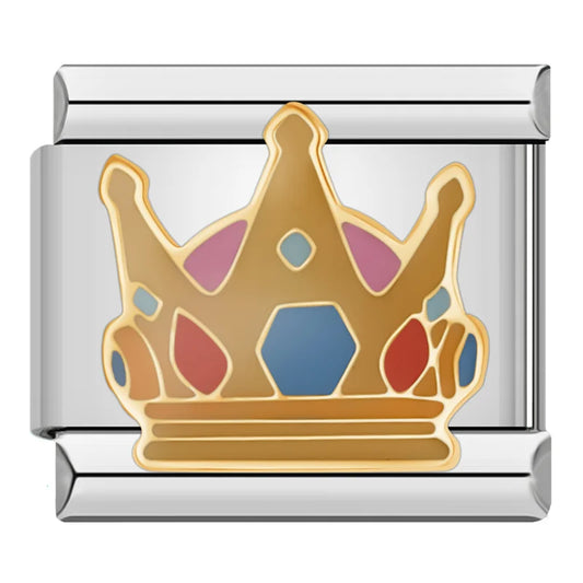 Gold Crown Italian Silver Charm