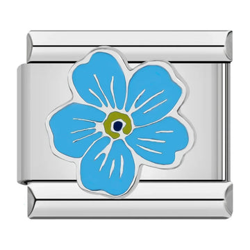 Blue Flower Italian Silver Charm