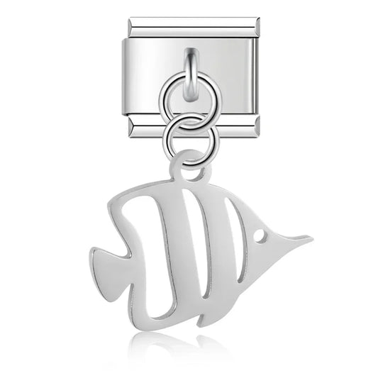 Angel Fish Italian Dangle Silver Charm