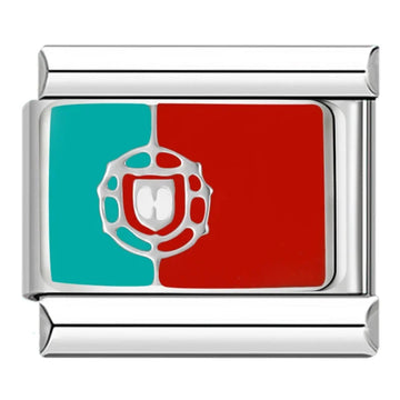 Portugal Country Flag Italian Silver Charm