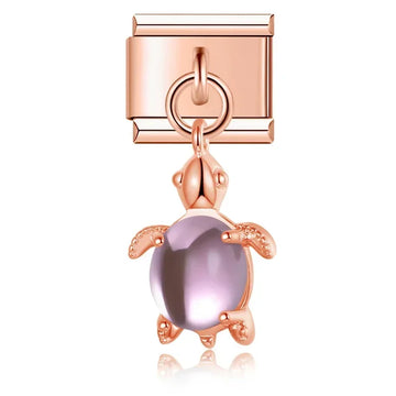 Turtle Italian Dangle Rose Charm
