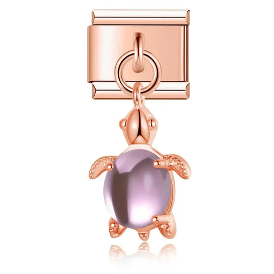 Turtle Italian Dangle Rose Charm