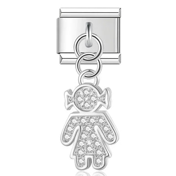 Crystal Girl v3 Italian Dangle Sliver Charm