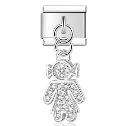 Crystal Girl v3 Italian Dangle Sliver Charm