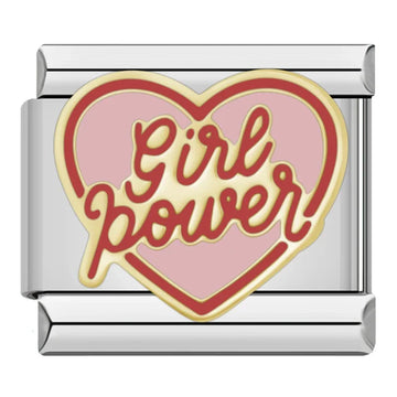 Girl Power Heart v2 Italian Silver Charm