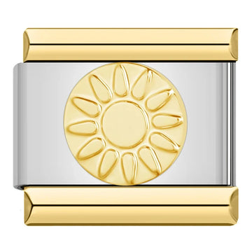 Gold Sunflower Italian Silve Charm