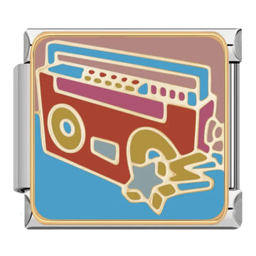 Retro Boombox Italian Silver Charm