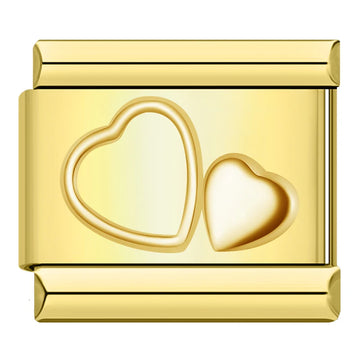 Double Heart Italian Gold Charm