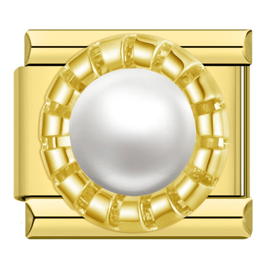 Framed Pearl Italian Gold Charm