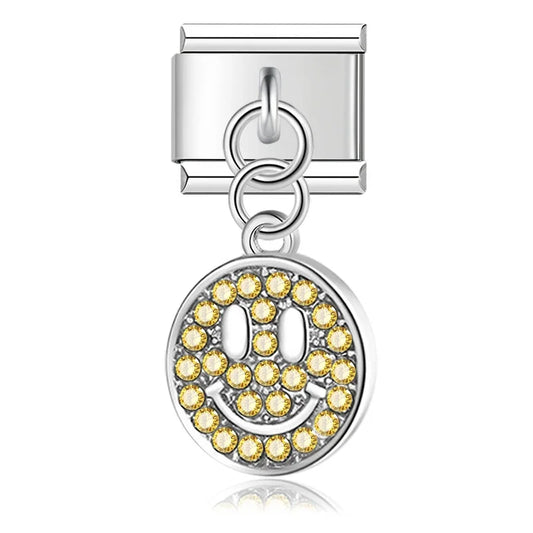 Smiley Face Italian Dangle Silver Charm