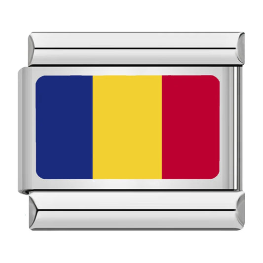 Romania Country Flag Italian Silver Charm
