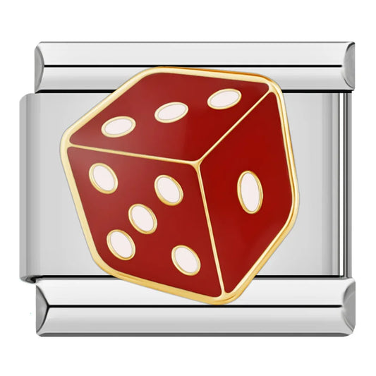 Red Die Italian Silver Charm