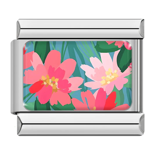 Pink Chrysanthemum Italian Silver Charm