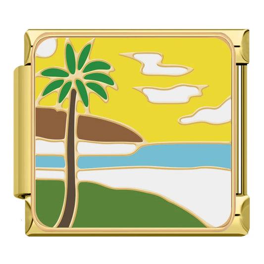 Tropical Island Italian Gold Charm