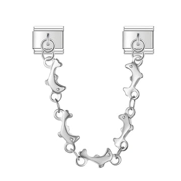Dolphin Chain Italian Dangle Silver Charm