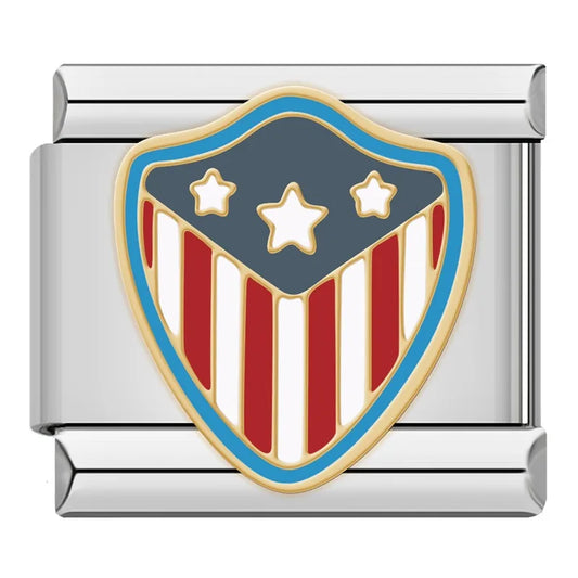 American Shield Italian Silver Charm