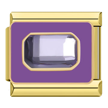 Rectangular Purple Eternal Italian Gold Charm
