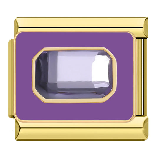 Rectangular Purple Eternal Italian Gold Charm