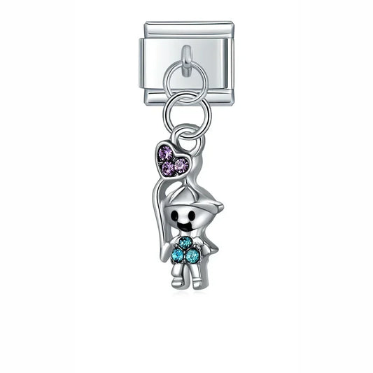 Boy In Love Italian Dangle Silver Charm