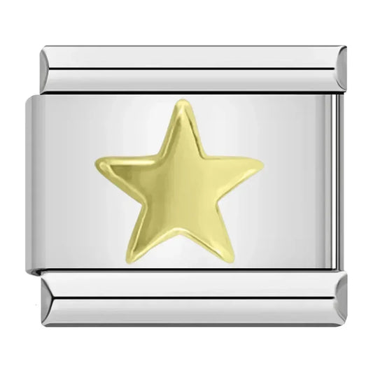Star Gold Italian Dangle Silver Charm