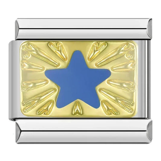 Blue Star Italian Silver Charm