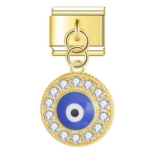 Evil Eye v13 Italian Dangle Gold Charm