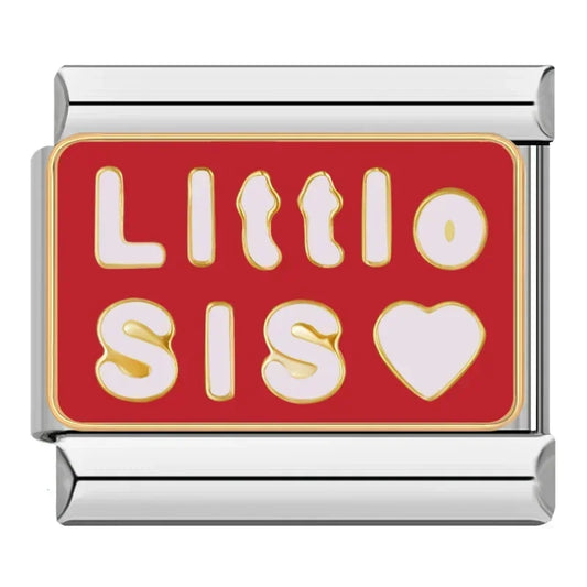 Little Sis Heart Italian Silver Charm